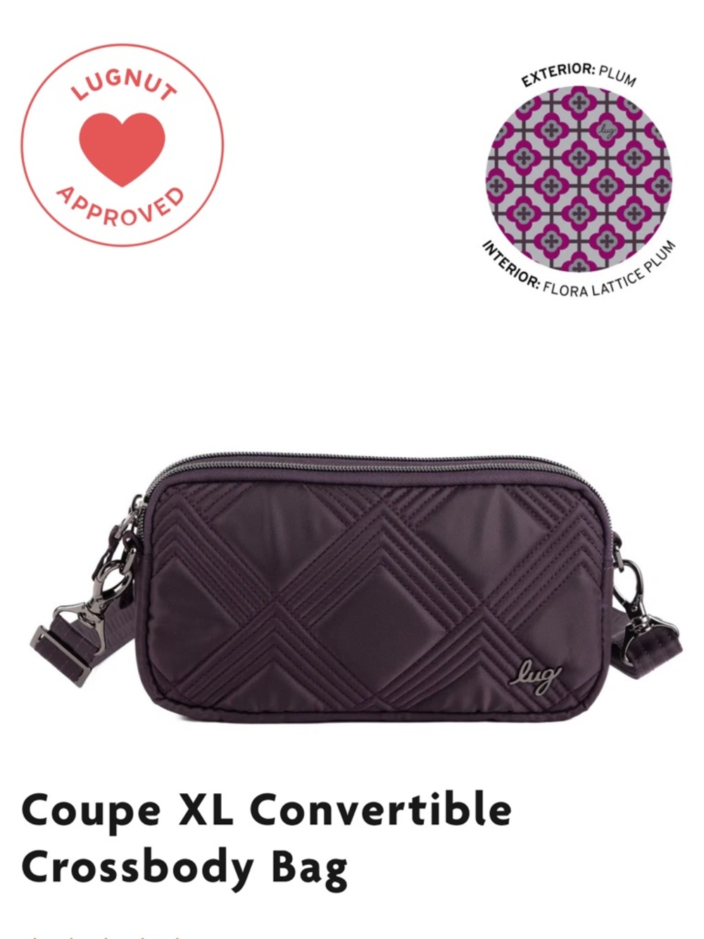 Lug Coupe XL Convertible Crossbody Bag Plum